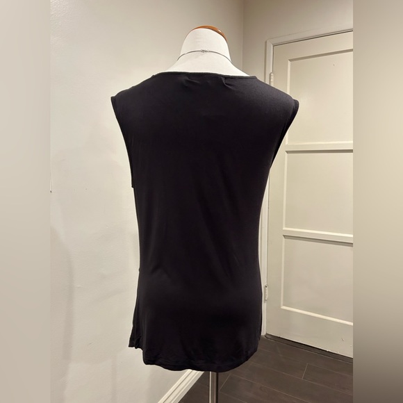 047 One 7 Six Black Sleeveless Top Ruched Sides - Picture 3 of 3